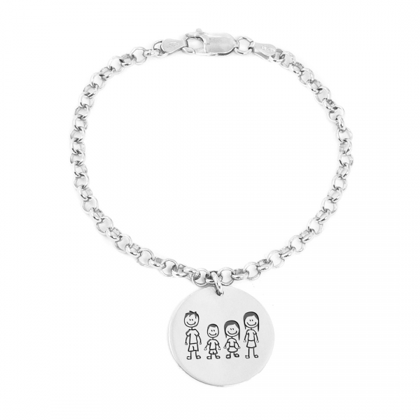 Bracciale charm rotondo con famiglia