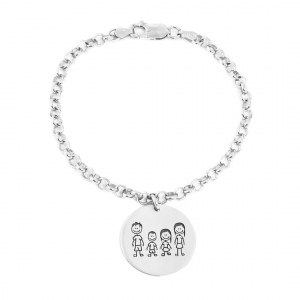 Bracciale charm rotondo con famiglia